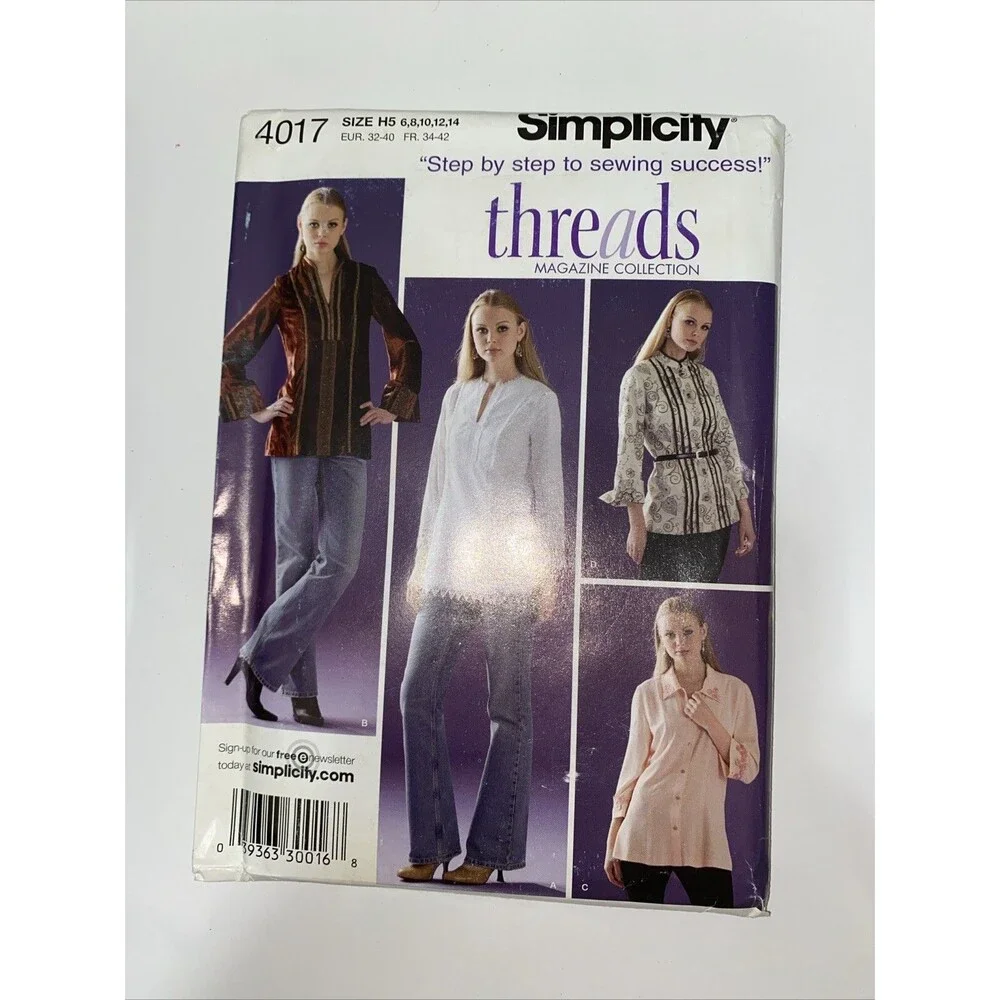 Lot Of 3 Simplicity Patterns Petite Tunic Long Sleeve Tank Top Sz 4-14 Uncut FF